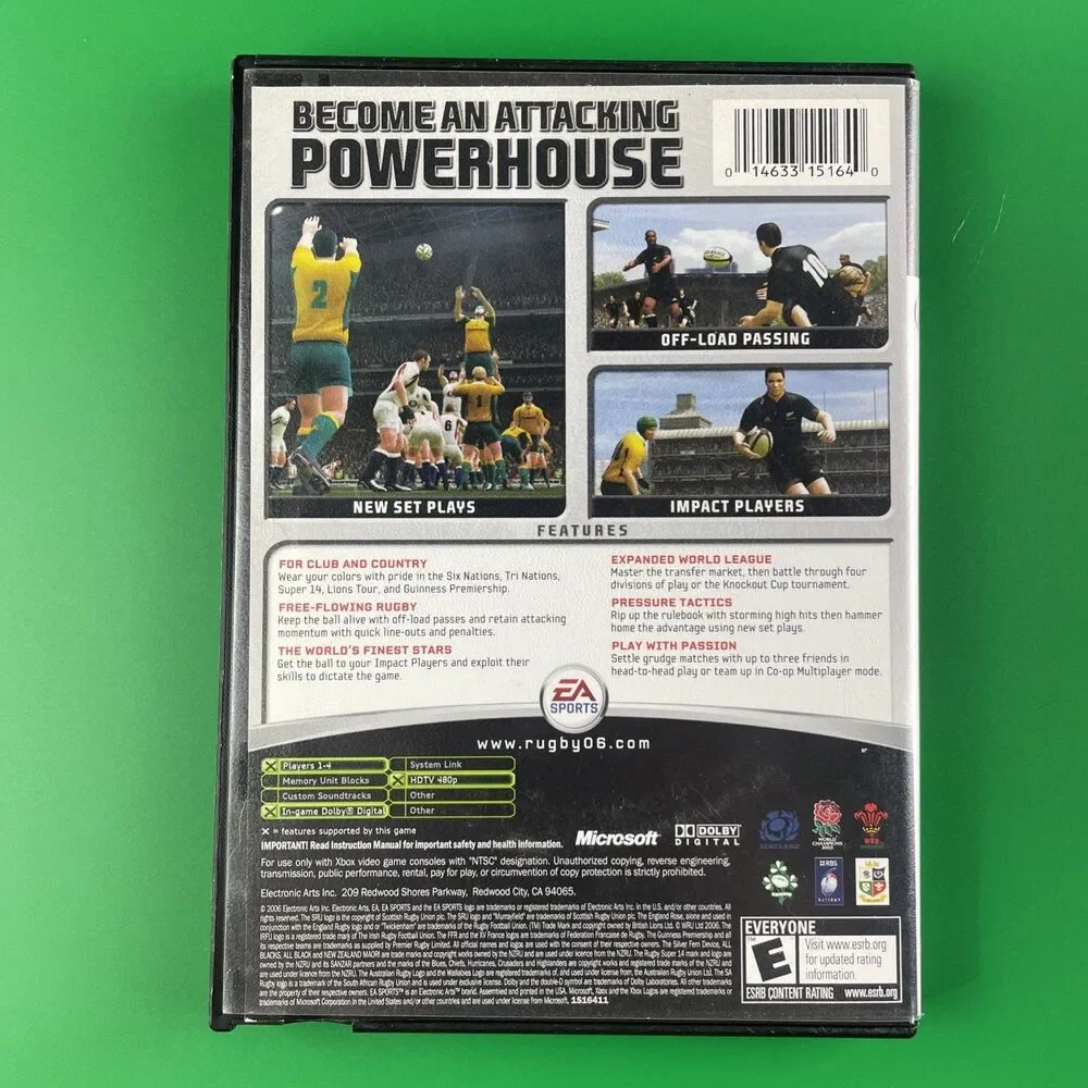 Original Xbox Sports Video Game Lot NLF Fever 2003 Fifa World Cup 2002 Rugby 06